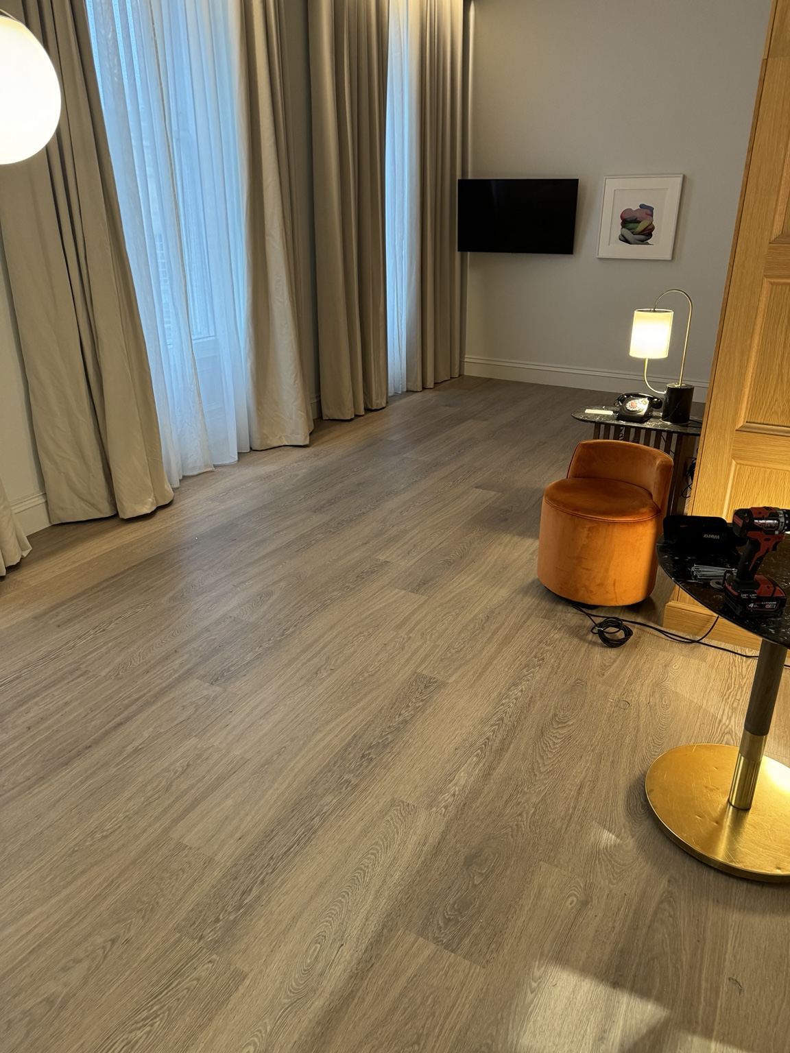 Karndean LVT fitted in a Virgin Hotel bedroom